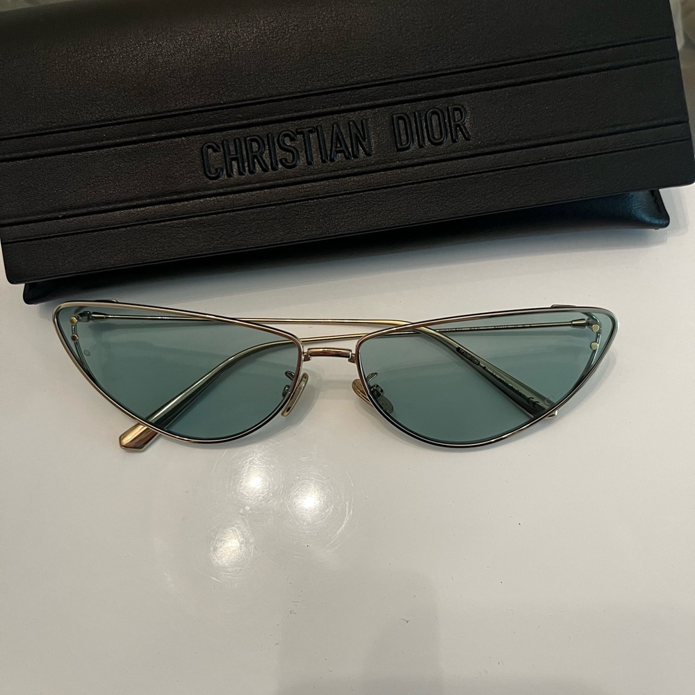 Dior Gold and Blue Cat-Eye Sunglasses